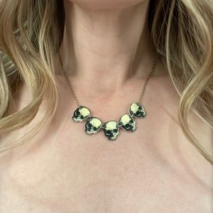 Vintage Drawing Skulls Necklace
